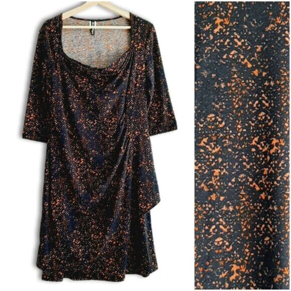 MARCELLE MARGAUX Sheath Knee Length Soft Stretch Dress Abstract Print Sz L - Picture 2 of 14